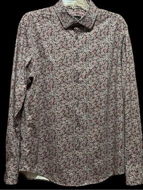 BUGATCHI Men's James Floral OohCotton Long Sleeve Button-Up Shirt 8 Way Stretch